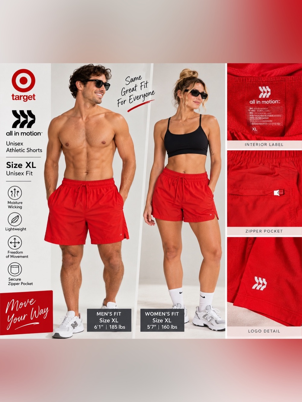 Unisex athletic shorts red